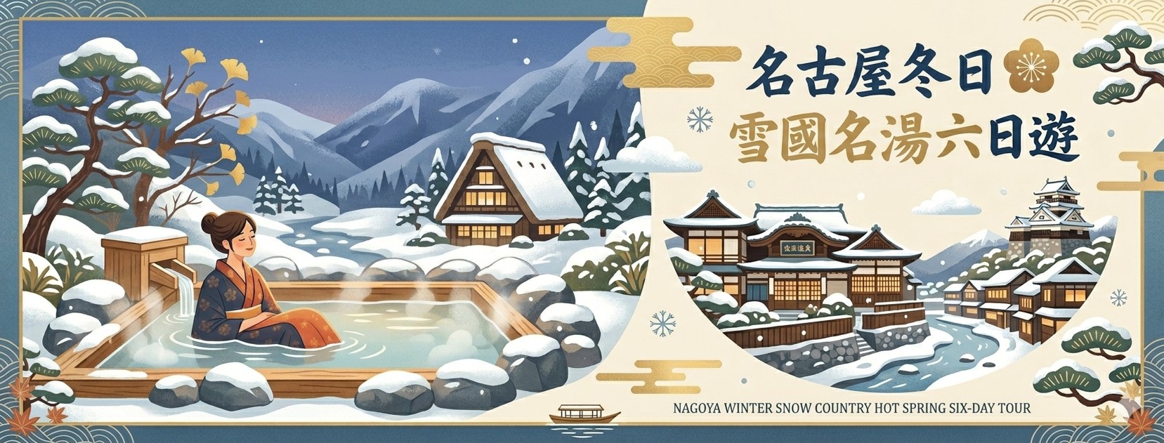 名古屋冬日雪国名汤六日游
